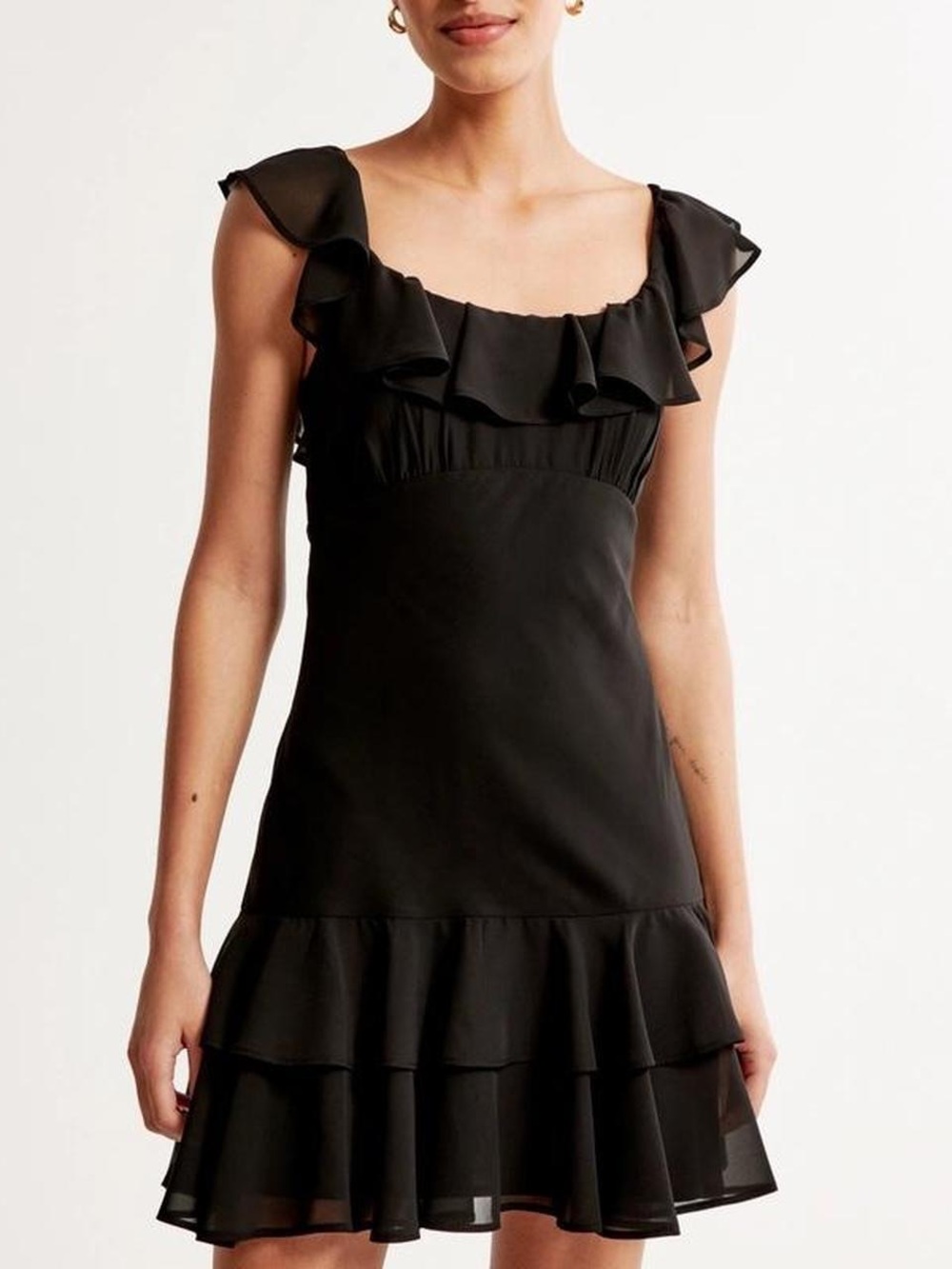 Abercrombie & Fitch Ruffled Scoop Neck Black Dress